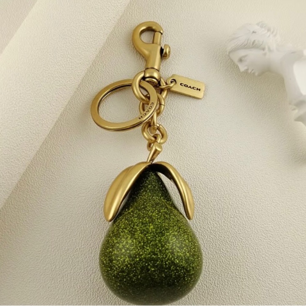 Coach Gold Green Pear Keychain
